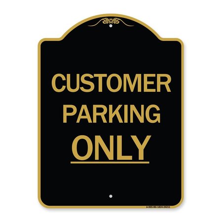 AMISTAD 18 x 24 in. Designer Series Sign - Customer Parking Only , Black & Gold AM2181007